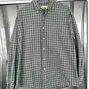 EDDIE BAUER Mens Relaxed Fit Shirt Size XL Green Plaid Long‎ Sleeve Button Down